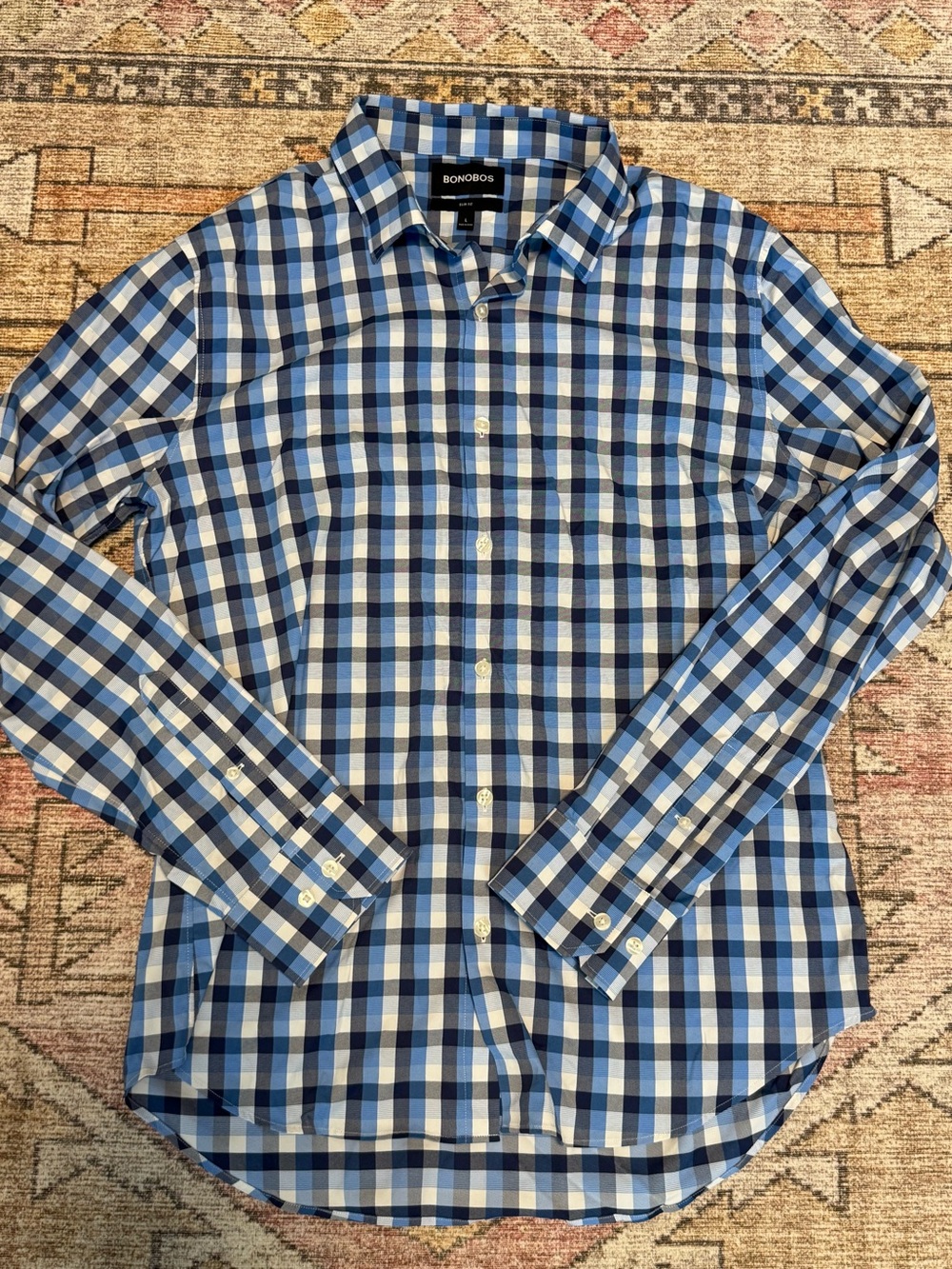 Bonobos Slim Fit Men’s Blue Plaid Button-Down Shirt